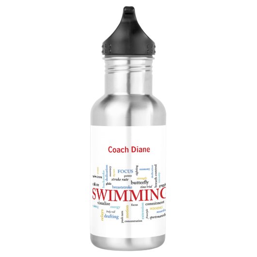 Personalisieren, Schwimmen Coach Danke in Worten Edelstahlflasche (Rechts)