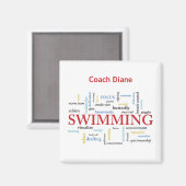 Personalisieren, Schwimmen Coach Danke in Worten Magnet (Vorderseite/Rückseite)