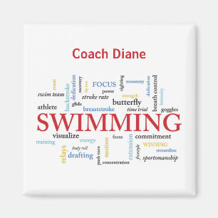 Personalisieren, Schwimmen Coach Danke in Worten Magnet