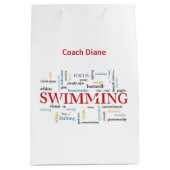 Personalisieren, Schwimmen Coach Danke in Worten Mittlere Geschenktüte (Vorderseite)