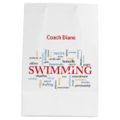 Personalisieren, Schwimmen Coach Danke in Worten Mittlere Geschenktüte (Rückseite)
