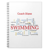 Personalisieren, Schwimmen Coach Danke in Worten Notizblock (Vorderseite)