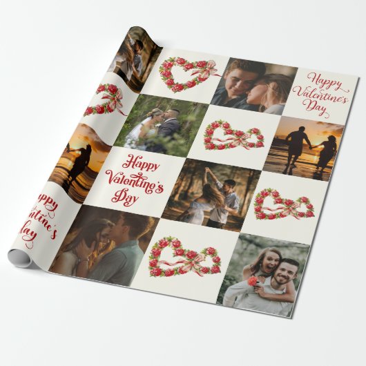 Personalisieren Sie 10 Fotos Happy Valentine Day R Geschenkpapier (Ungerollt)