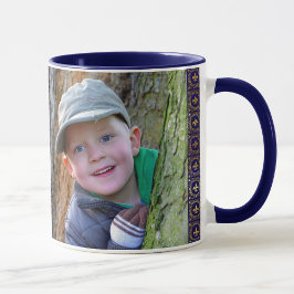 Personalisieren Sie 2 Foto Navy Blue Coffee für Va Tasse