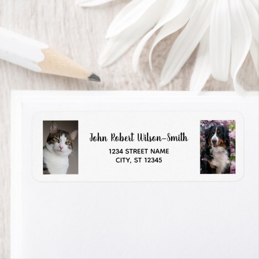 Personalisieren Sie 2 Fotos Katze Hund Moderne Rüc (Insitu)