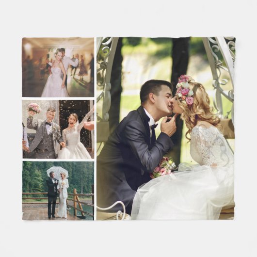 Personalisieren Sie 4 benutzerdefinierte BildColla Fleecedecke (Vorderseite (Horizontal))