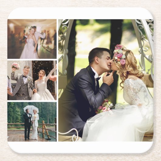 Personalisieren Sie 4 benutzerdefinierte BildColla Rechteckiger Pappuntersetzer (Vorderseite)