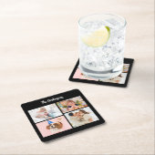 Personalisieren Sie 4 Fotos und Name der Familie a Rechteckiger Pappuntersetzer (Vor Ort)