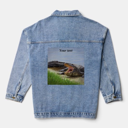 Personalisieren Sie Alligator mit Open-Mund-Fotogr Jeansjacke (Rückseite)