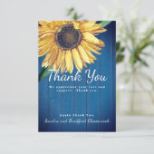 Personalisieren Sie angepasste rustikale Sonnenblu Dankeskarte (Stehend Vorderseite)