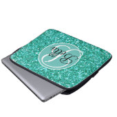 Personalisieren Sie Aquamarinen funkelnden Glitzer Laptopschutzhülle (Vorne Knopf)