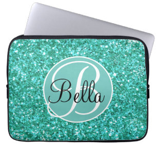 Personalisieren Sie Aquamarinen funkelnden Glitzer Laptopschutzhülle