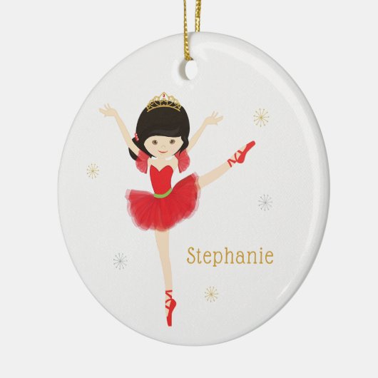 Personalisieren Sie Asiatische Weihnachtsballerina Keramik Ornament (Links)