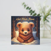 Personalisieren Sie Baby Bear Sick in Bed bald wie Karte (Stehend Vorderseite)