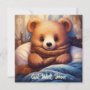 Personalisieren Sie Baby Bear Sick in Bed bald wie Karte