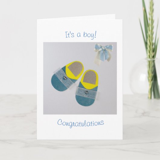 Personalisieren Sie Baby Boy Hausschuhe Karte (Vorderseite)