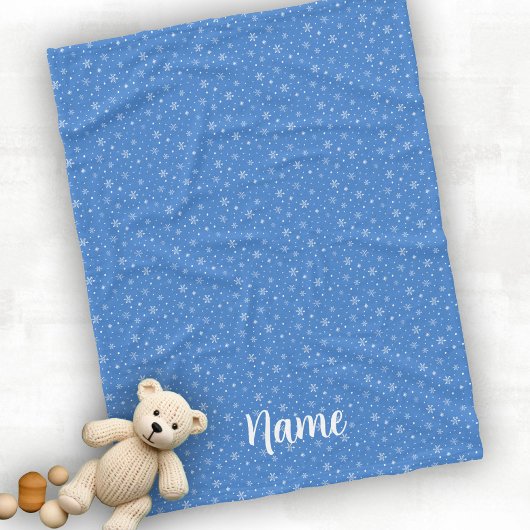 Personalisieren Sie Baby Winter Snowflakes Blue Fleecedecke