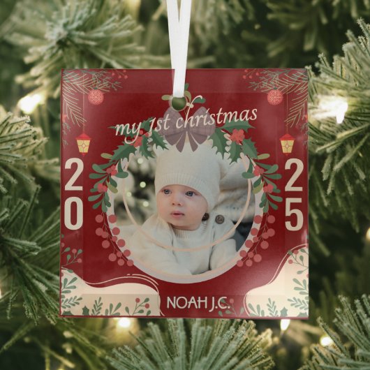 Personalisieren Sie Babyname und Foto Ornament Aus Glas (Insitu)