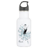 Personalisieren Sie Ballerina Sketch in Blue Edelstahlflasche (Vorderseite)