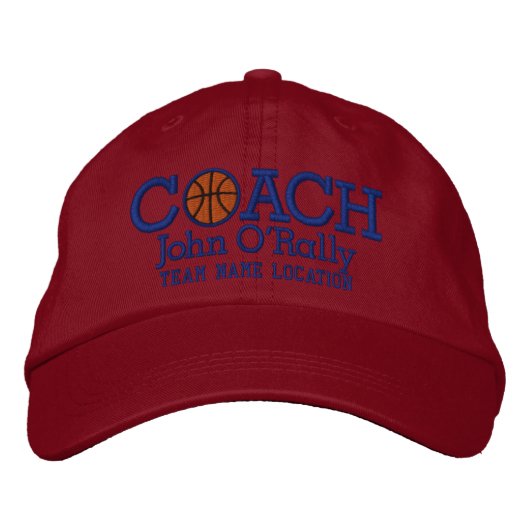Personalisieren Sie Basketball Coach Cap Ihren Nam Bestickte Baseballkappe (Vorderseite)