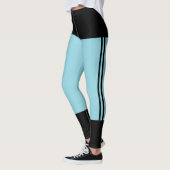 Personalisieren Sie Black Robin Egg Blue Stripes C Leggings (Links)