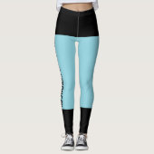 Personalisieren Sie Black Robin Egg Blue Stripes C Leggings (Vorderseite)