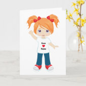 Personalisieren Sie Blank Card Red Hair Girl Karte (Gelbe Blume)