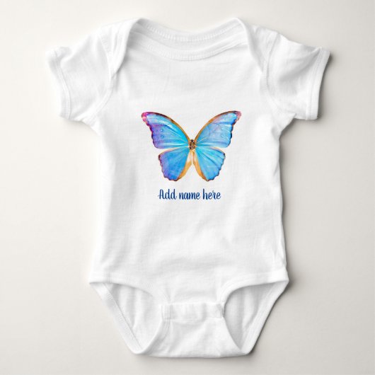 Personalisieren Sie BLAUE BUTTERFLY - Baby Strampler (Vorderseite)