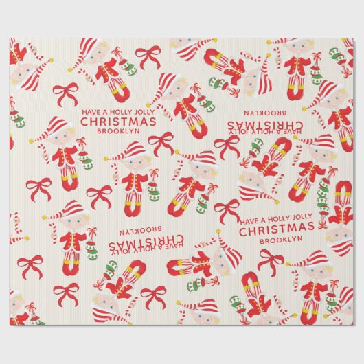 Personalisieren Sie Blonde Boy Elf Geschenkpapier (Flach)