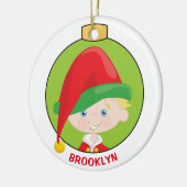 Personalisieren Sie Blonde Boy Elf Keramik Ornament (Links)