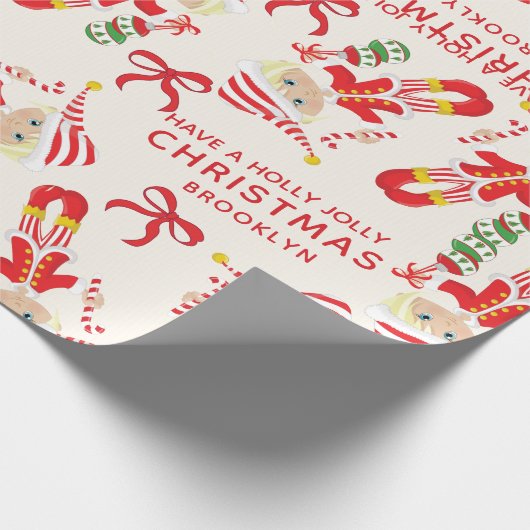 Personalisieren Sie Blonde Girl Elf Geschenkpapier (Ecke)
