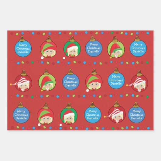Personalisieren Sie Blonde Girl Elf Geschenkpapier Set (Vorderseite 3)