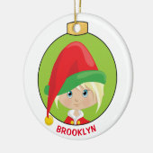 Personalisieren Sie Blonde Girl Elf Keramik Ornament (Links)