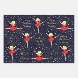 Personalisieren Sie Blonde Weihnachten Ballerina Geschenkpapier Set