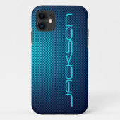 Personalisieren Sie Blue Carbon Faser gemustert Case-Mate iPhone Hülle (Rückseite)