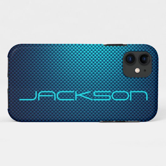 Personalisieren Sie Blue Carbon Faser gemustert Case-Mate iPhone Hülle (Rückseite (Horizontal))