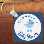 Personalisieren Sie Blue Carriage Baby Dusche Gefa Schlüsselanhänger (Vorderseite)