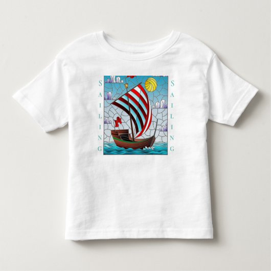 Personalisieren Sie Blue Ocean Sail Boat Clear Sky Kleinkind T-shirt (Vorderseite)