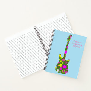 Personalisieren Sie Boho Floral Retro Gitarre auf  Notizblock