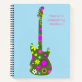 Personalisieren Sie Boho Floral Retro Gitarre auf Notizblock (Vorderseite)