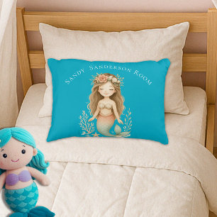 Personalisieren Sie Boho Girl Mermaid Aquamarin Bl Dekokissen