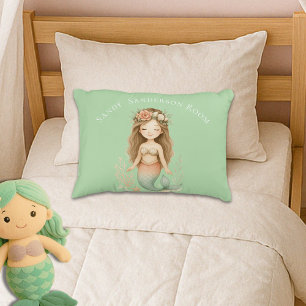 Personalisieren Sie Boho Girl Mermaid Aquamarin Gr Dekokissen