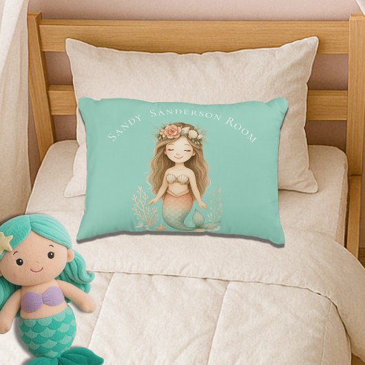 Personalisieren Sie Boho Girl Mermaid light Blue R Dekokissen