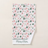 Personalisieren Sie Boho Pink Green Christmas Tree Badhandtuch Set (Handtuch)