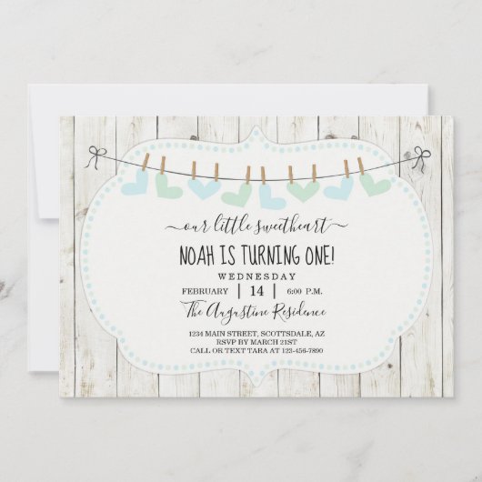 Personalisieren Sie Boy Valentine Day First Birthd Einladung (Vorderseite)