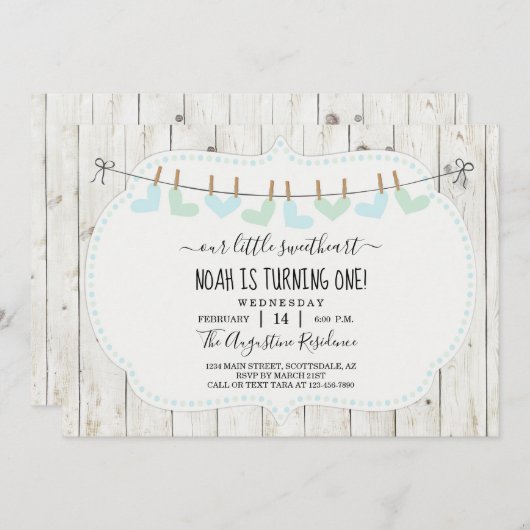 Personalisieren Sie Boy Valentine Day First Birthd Einladung (Vorne/Hinten)