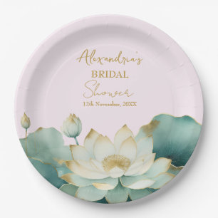 Personalisieren Sie Brausebad Lotus gold rosa Pappteller