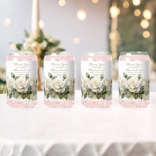 Personalisieren Sie Brautdusche Weiße Rosen Danke Dosenglas (Insitu (Hochzeit))