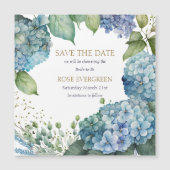 Personalisieren Sie Brautparty Blue Hydrangea Magnetkarte (Vorderseite)