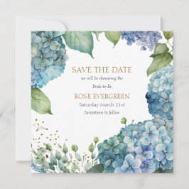 Personalisieren Sie Brautparty Blue Hydrangea Save The Date